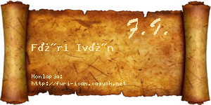 Füri Iván névjegykártya